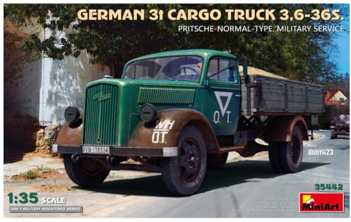 MiniArt 35442 1:35 Dt. 3 to. Cargo Truck Pritschenw. - originalgetreue Nachbildung, Modellbau, Plastik Bausatz, Basteln, Hobby, Kleben, Modellbausatz, Zusammenbauen, unlackiert
