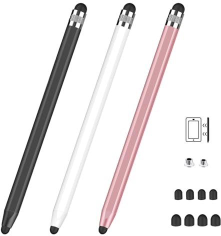 Pack de 3 Stylets Tablette, MEKO Stylo Tactile 2 en 1 avec Pointe Magnétique en Caoutchouc, Touch Pen avec 8 Embouts de Rechange Stylet pour iPad/iPhone/iWatch/Samsung/Huawei/Xiaomi/Surface/Chromebook