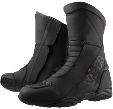 VPR Stivali da moto R25 impermeabili in pelle per uomo e donna – CE Amour Moto Biker Rider Sport Touring scarpe protezione caviglia antiscivolo Soul Boot, Nero , 44 EU