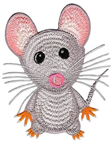 Mouse Grey Iron-On or Sew On Patch for Clothes Embroidered Iron-On Patch Applique Patch Size 6.5 x 8.5 cm