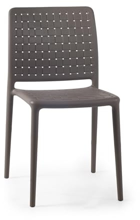 PAPATYA 1er Set Gastro Stuhl für Café Restaurant Bistro - Küchenstühle Gartenstühle - stapelbarer Kunststoffstuhl für Terrasse Außenbereich - wetterfester belastbar bis 200 kg - Fame S, Grau-braun