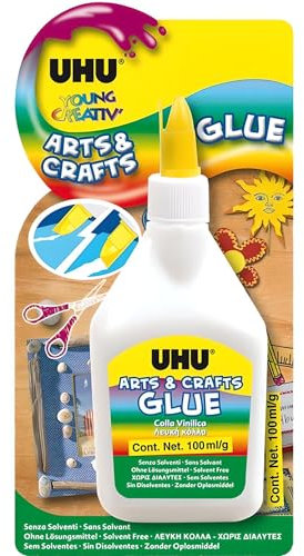 AMK® UHU Arts and Craft Glue 100ml Liquid Adhesive Ideal for Craft Projects Fast Drying Easy To Wash Out Transparent