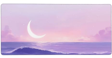 Purple Mouse Mat XXL 800 x 400 x 3 mm, Moon Gaming Mouse Pad with Stitched Edges Anti-Slip Base, Extended Keyboard Mat Improved Precision and Speed, Office Accessories Desk Decor, Gifts for Men -1416