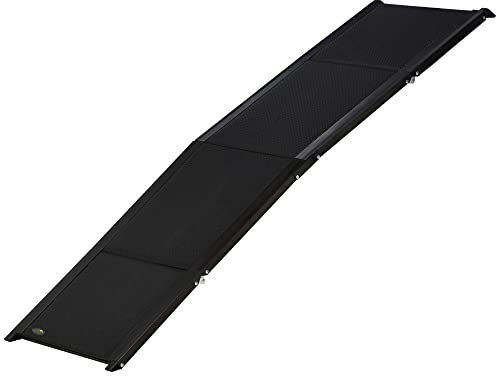 PawHut Rampe Pliable pour Chiens en Alliage d'aluminium, escalier pour Chien avec Surface antidérapante, Facile à Transporter - Rampe Voiture Chien pour Chiens de Grands Taille, 158x43,5x2,5cm, Noir