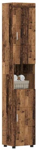 vidaXL Bathroom Cabinet with Storage TULUM Old wood 37 x 31.5 x 203 cm, Stylish Bathroom Storage, Rectangular Cabinet, Modern Vanity, Efficient Design, Durable Engineered Wood, Ample Organizers