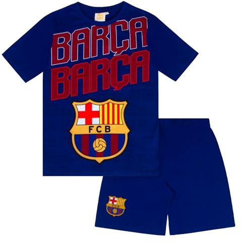 FC Barcelona Boys Short Pyjamas - Official Kids Football Sleepwear Gift