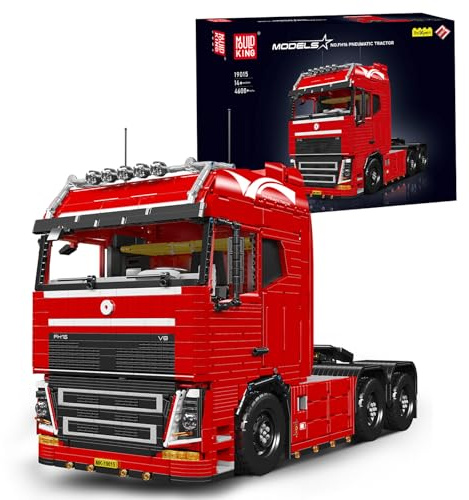 Mould King 19015 Technik LKW Traktor Bausatz, ferngesteuertes MOC Modell mit App-Steuerung, Pneumatik-Funktion, 4608 Teile Truck Bausteine für Erwachsene und Jugendliche ab 14 Jahren