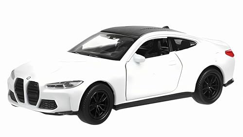 Toi-Toys BMW M4 Modellauto 11,7cm aus Metall mit Rückzug Modell Auto Spielzeug Geschenk 4-Varianten 20 (Weiss)