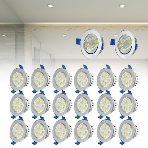 Suusolny LED Einbaustrahler Set 20 Teile, 3W Kaltweiß 230V - Rund Flache Einbauleuchten, Deckenspot, Badleuchte,Wandleuchten - Für Bad, Küche, Wohnzimmer, Flur, Keller