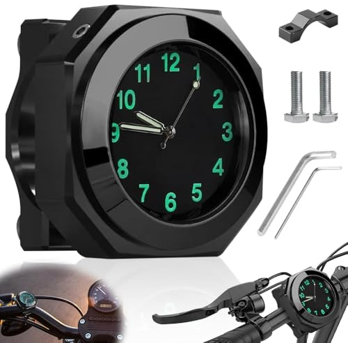 BIZOI Motorraduhr für Lenker Wasserdicht, Motorrad Lenkeruhr, Fahrraduhr für Lenker, Aluminiumlegierung Quarzuhr mit Leuchtfunktion, Digitale Lenkeruhr für Motorräder, Fahrräder & Elektrofahrzeuge