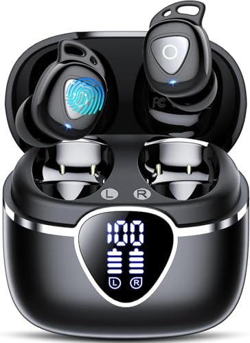 Wireless Earbuds, 2026 Bluetooth Earphones In Ear with 4 ENC Noise Cancelling, Deep Bass IP7 Waterproof Mini Ear Buds, 40H Mic Clear Calls Bluetooth Headphones,USB-C Dual LED Display for Sport Workout