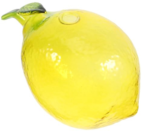 POPETPOP Glass Lemon Fruit Vase Small Decorative Bud Vase Glass Modern Centerpiece for Home Decor