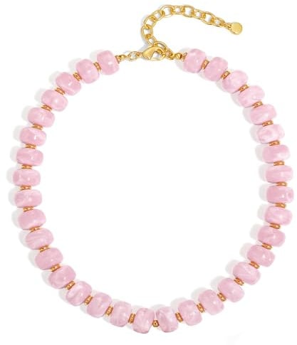LILIE&WHITE Halskette Damen Bunt Harz Perlenkette - Große Walzenförmige Perlen Kurz Choker Statement Kette, Bunter Modeschmuck für Sommer Strand & Alltag, Verstellbar