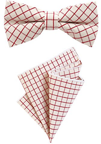 DonDon Herren Einstecktuch 23 x 23 cm im 2er Set mit farblich passender Fliege 12 x 6 cm mehrfarbig Baumwolle kariert