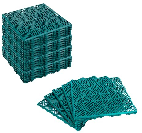 KCT 5 Pack - Green Garden Non Slip Interlocking Path Tiles - 25 Pieces Total Weatherproof Decking Boards