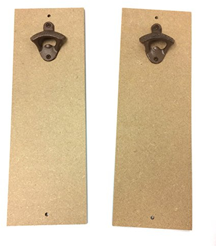 (sjt00090) MDF 12,7 x 38,1 cm Craft Gedenktafel mit Gusseisen Flaschenöffner, 2er Pack, Maßnahmen 38,1 x 12,7 cm DIY Flaschenöffner Craft Kit