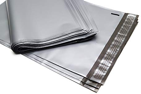 100 Farbige Folien-Versandtaschen - Bunte Klappenbeutel mit Selbstklebeverschluß, unbedruckt, LDPE, recycelbar Format 300 x 410, Farbe silber