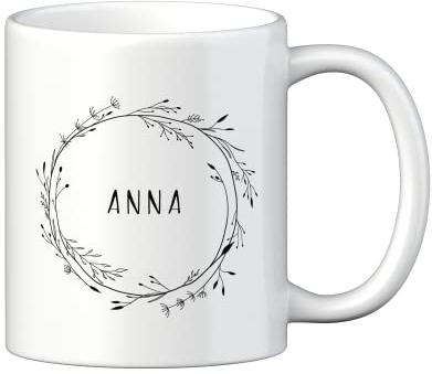 LOOXIS Personalisierte Tasse mit Namen, Text & Motiv bedruckt – 325ml, Keramik, versch. Farben – Geschenkidee Männer, Frauen, Jahrestag, Valentinstag, Geburtstag – Blumenkranz