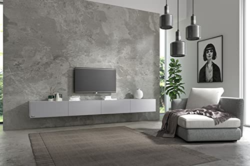 Wuun® 280cm/ Front Perl-Matt-Grau (Korpus Perl-Matt-Grau)/8 Größen/6 Farben/TV Lowb8ard TV Board hängend Hängeschrank Wohnwand/Somero