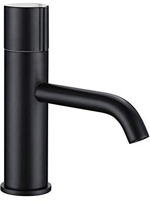 Linyuan Robinet de lavabo de salle de bain noir mat résistant à l'usure baignoire pivotant lavabo petit mitigeur avec bouton