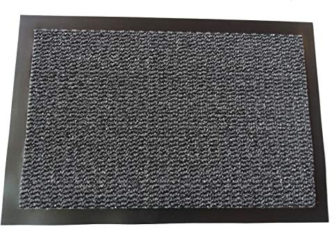 MERTEX Zeitlose Schmutzfangmatte Türmatte Sauberlauf Schmutzmatte Fußabstreifer für Flur Eingangsbereich Haustür innen und außen (grau-schwarz meliert 90 x 300 cm)