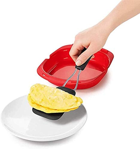 Youning Eierkocher Eierpochierer aus Silikon Mikrowelle Backofen Omelette Maker Eier Brötchen Backform Omelette Werkzeuge Antihaft-Faltbare Silikon-Omelett-Werkzeug (1PCS)