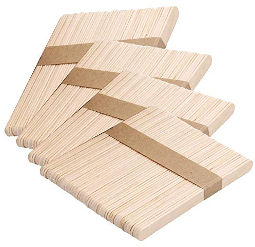 VEGCOO 200 palillos de madera para helado, palillos de helado, palillos de piruleta para manualidades, etiquetas de plantas, artesanía de madera, jardín y artesanía creativa
