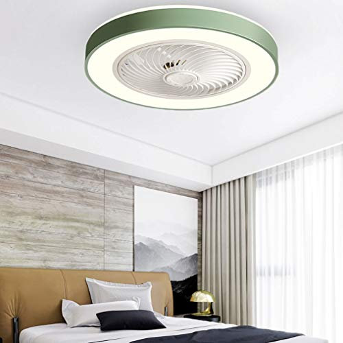 Ventilateur de Plafond avec Éclairage LED, Peut Être Obscurci avec Télécommande, Réglable Vitesse Du Vent, 72W Ultra-Silencieux Salon Chambre Restaurant Lampe Ventilateur (Ø52CM) (Color : Green)