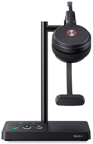 Yealink WH62 Wireless Headset für PC Computer Laptop Büro IP VoIP Telefone, Telefon DECT Headset kompatibel mit Zoom, Skype, Google und Anderen führenden Konferenzplattformen