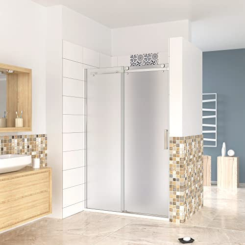 Box Doccia Per Nicchia Porta Scorrevole Ingresso Destro Vetro 8 mm Temperato Satinato Opaco Anticalcare 140x195 cm