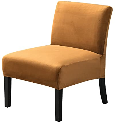 CHNSHOME Sesselbezug 1 Sitzer ohne Armlehnen Stretch Accent Stuhlhussen Stuhlbezug ohne Armlehnen Samt Sesselbezug Stuhlschutz Stuhlbezug Stretch Kamel