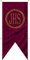 Porras E&B Balconera Colgadura Gallardete JHS Semana Santa Religiosa en Tela con lazos 150x70 cm Damasco Rojo a 1 Cara