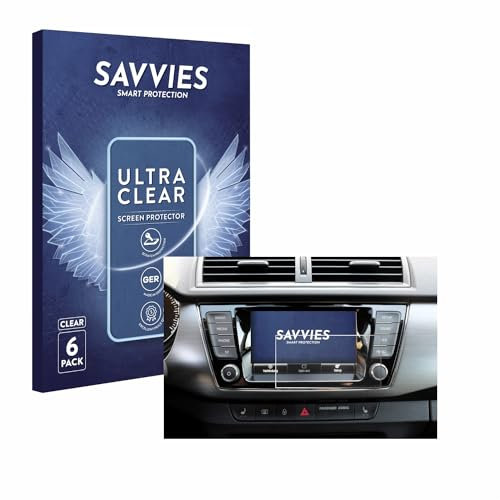 Savvies 6 Stück Schutzfolie für Skoda Fabia 3 Combi 6.5 Displayschutz-Folie Ultra-Transparent