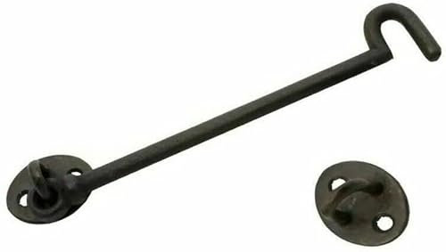 Vision4ever 1Pcs Black Hook Eye Door Latch Extra Long 56cm 22 Window Gate Lock Shed Cabin Garden Easy to Use (Black Color)