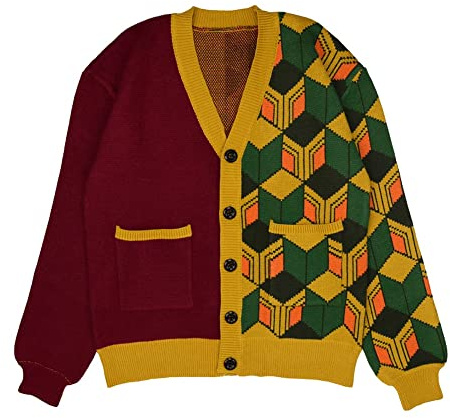 iSHOWcos Anime Cardigan Giyuu Sweater Tomioka Giyuu Kimono Costume Knitted Jacket Coat