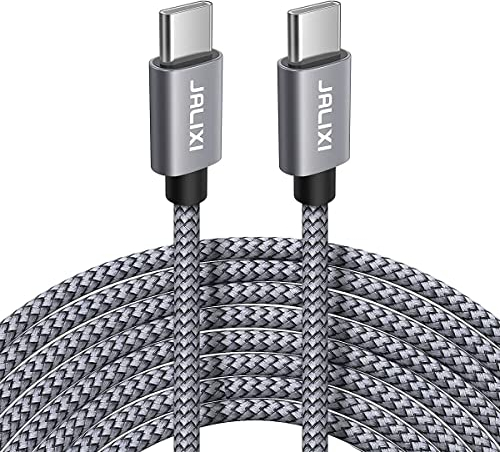 JALIXI Lange USB C auf USB C Kabel 6M, 60W PD Nylon Schnellladekabel für iPhone 16/iPhone 15 Pro Max, für iPad Pro/Air 5 Mini 6, Samsung Galaxy S24 Ultra S23 S22, Pixel 9 9a 8 8a, Grau