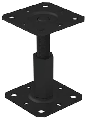 GRUNDLINE - Pfostenträger höhenverstellbar 100 bis 150 mm- Pfostenträger aufschrauben - Stützenfuß - Pfostenanker - Aufschraubhülse - Anker - Gewindestange m20 - - Ankerplatte 130/130x3 mm