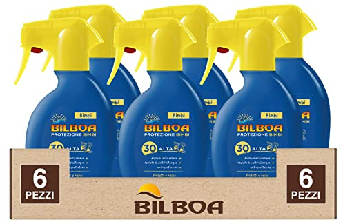 6 x Bilboa Sonnenschutzspray für Kinder, Trigger, hoher Schutz, LSF, 30-6 Flaschen à 250 ml