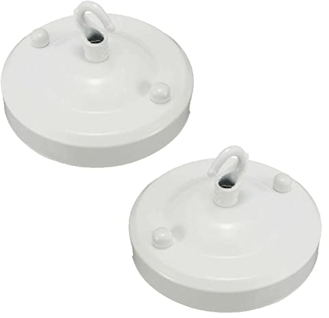 LEDSone Vintage Single Out Deckenrosette Hakenplatte für Leuchte Kronleuchter Metall Antik Seitliche Deckenplatte mit Zubehör für Decken- und Wandlampe (Weiß 2pk)