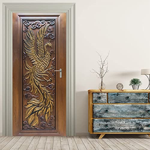 VIRANDA Türtapete Selbstklebend TürPoster 3D - Holztür - Türaufkleber Türfolie für Tür verschönern deko 90x200cm