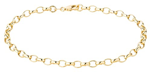 Ardeo Aurum Damen Armband aus 375 Gold Gelbgold Ankerkette Charm 4,0 mm Breite und 18 cm Länge mit Karabinerverschluss