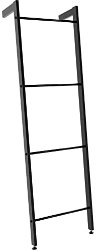 CLP Toallero Escalera Betti De 4 Peldaños I Organizador De Pie Metálico para Colgar Toallas I Mueble para Baño Industrial, Color:Negro
