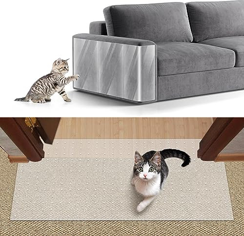 8.2ftx12.2inch Cat Carpet Protector, Durable Plastic Pets Scratch Stopper for Carpet, Widely Use,Clear Non-Slip Nail for Floor/Bedroom/Doorway/Porch Use,Prevent Carpets from Scratching/Tearing/Wearing