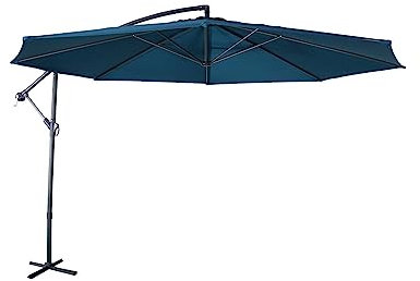 Alice's Garden - Parasol déporté Ø350cm - Hardelot - Coloris Bleu canard. structure anthracite. manivelle anti-retour.