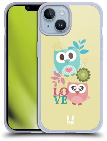 Head Case Designs Amore Rosa E Blu Gufi Kawaii Cover in Morbido Gel Compatibile con Apple iPhone 14