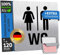 SCHILDERBOXX® WC Schild Selbstklebend - Toilettenschild Damen und Herren [12x12cm, 100% Alu, 3M Tape] – Türschild Toilette Aufkleber Tür, Gäste WC-Schilder, Toilettenschilder