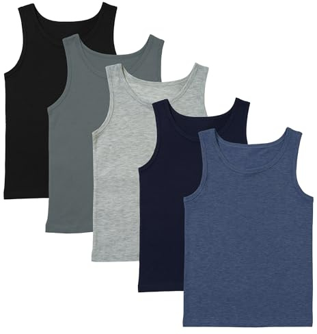 Boys 5 Pack Vests Underwear Sleeveless Kids 100% Cotton White Size 2-13 Years