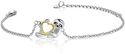 Faultier Armband 925 Sterling Silber Herz Faultier Armbänder Niedliche Tier Faultier Schmuck Geschenke für Damen Frauen Mädchen