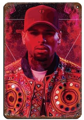 Sänger-Poster Chris Brown Poster, Retro-Poster, Metall-Blechschild, schicke Kunst, Retro, Eisenmalerei, Bar, Menschen, Höhle, Café, Familie, Garage, Poster, Wanddekoration, 20 x 30 cm