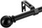 Tringle à Rideaux Extensible 67-227cm avec Embouts Ronds et Supports, Tringle à Rideau Noir de 16mm de diamètre pour Fenêtres